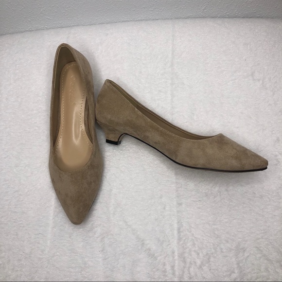 cream kitten heel shoes